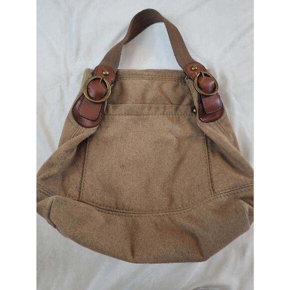 Vintage Y2K GAP Brown Wool Blend Large Tote Handbag Buckles Orange Interior - Picture 13 of 13